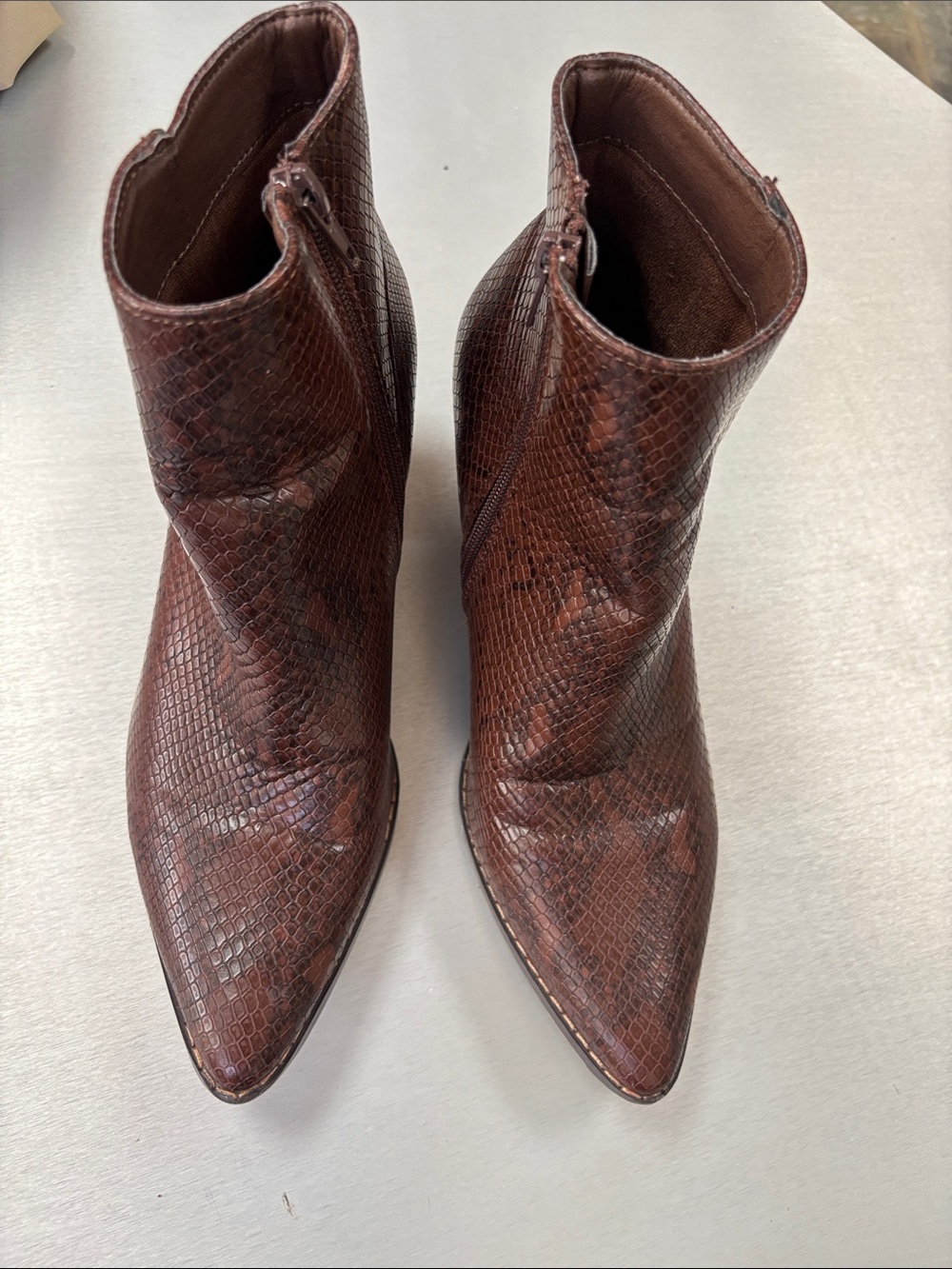 Western Brown Snake-Embossed Ankle Boot 8 - Picture 11 of 12
